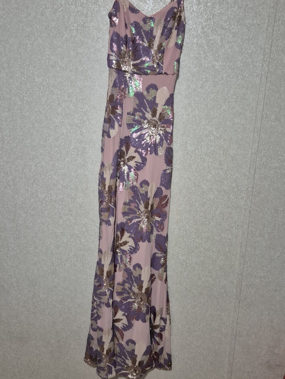 Dress the Population Pink-purple Floral Sequin Maxi Dress-gown...Size:XS